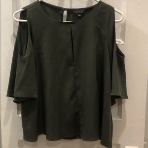 Topshop dark green blouse with cutouts